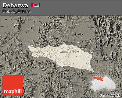 Shaded Relief Map of Debarwa, darken