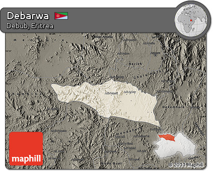 Shaded Relief Map of Debarwa, darken