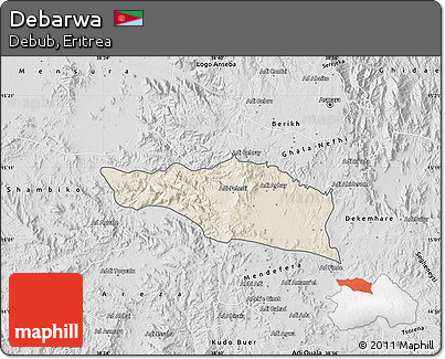 Shaded Relief Map of Debarwa, desaturated