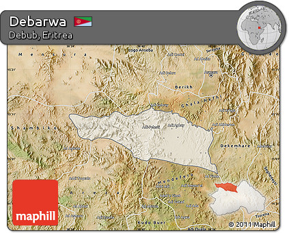 Shaded Relief Map of Debarwa, satellite outside