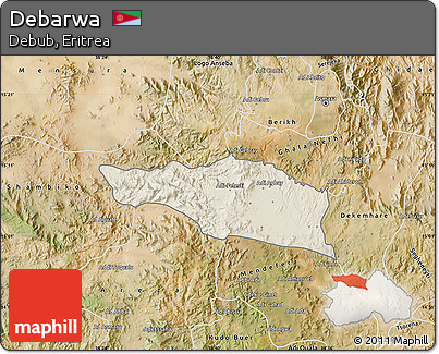Shaded Relief Map of Debarwa, satellite outside