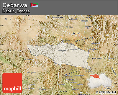 Shaded Relief Map of Debarwa, satellite outside