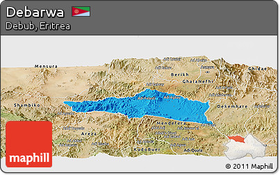 Political Panoramic Map of Debarwa, satellite outside