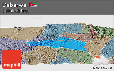 Political Panoramic Map of Debarwa, semi-desaturated