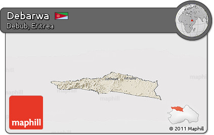 Shaded Relief Panoramic Map of Debarwa, cropped outside