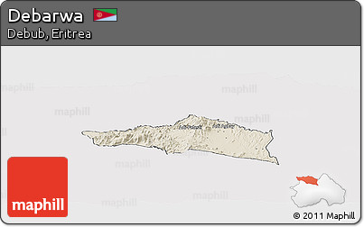Shaded Relief Panoramic Map of Debarwa, cropped outside