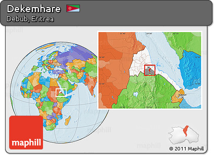 Political Location Map of Dekemhare, highlighted country, highlighted parent region