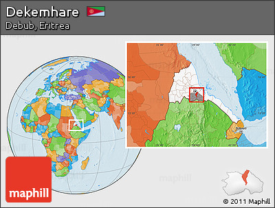 Political Location Map of Dekemhare, highlighted country, highlighted parent region