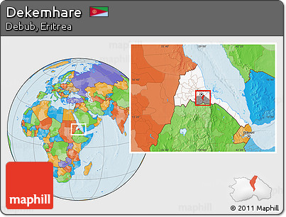 Political Location Map of Dekemhare, highlighted country, highlighted parent region