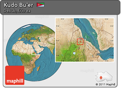 Satellite Location Map of Kudo Bu'er, within the entire country