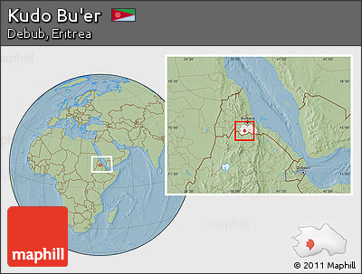 Savanna Style Location Map of Kudo Bu'er, highlighted parent region, within the entire country, hill shading