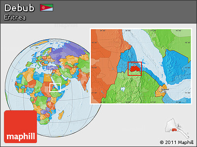Political Location Map of Debub, within the entire country