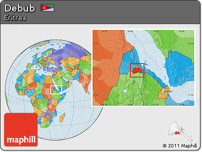 Political Location Map of Debub, within the entire country