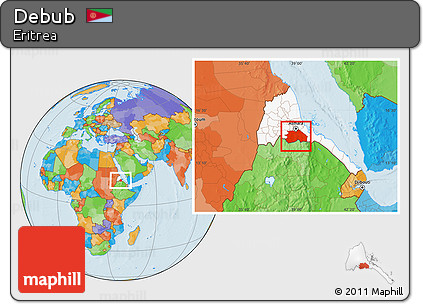Political Location Map of Debub, highlighted country