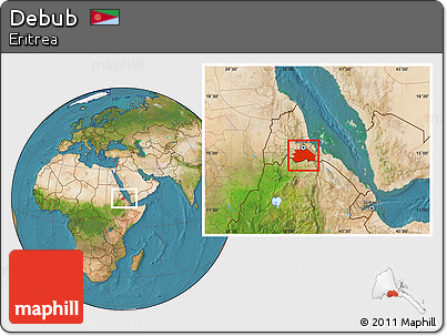 Satellite Location Map of Debub, within the entire country
