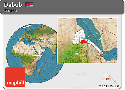 Satellite Location Map of Debub, highlighted country, within the entire country