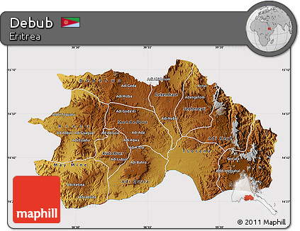 Physical Map of Debub, cropped outside