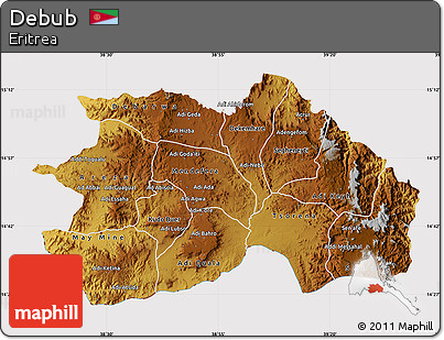Physical Map of Debub, cropped outside