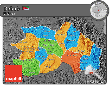 Political Map of Debub, darken, desaturated