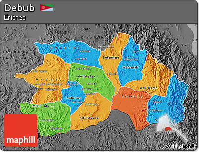 Political Map of Debub, darken, desaturated