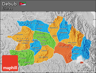 Political Map of Debub, lighten, desaturated