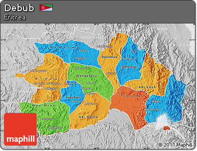 Political Map of Debub, lighten, desaturated