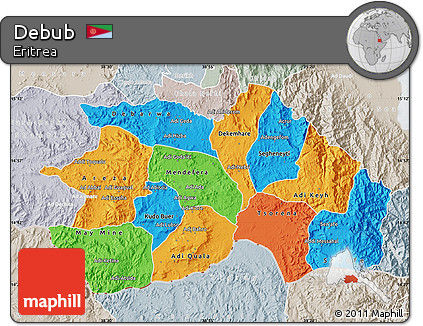 Political Map of Debub, lighten, semi-desaturated