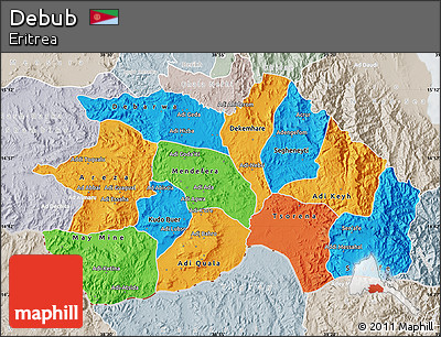 Political Map of Debub, lighten, semi-desaturated