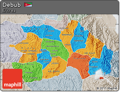 Political Map of Debub, lighten, semi-desaturated
