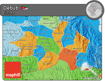 Political Map of Debub, political shades outside