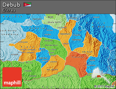 Political Map of Debub, political shades outside