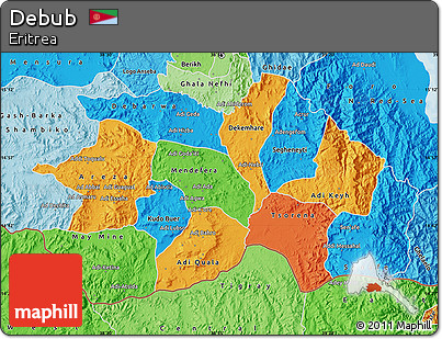 Political Map of Debub, political shades outside