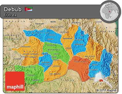 Political Map of Debub, satellite outside