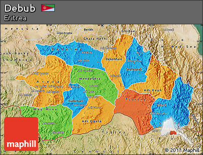 Political Map of Debub, satellite outside