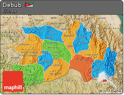 Political Map of Debub, satellite outside