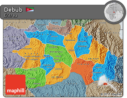 Political Map of Debub, semi-desaturated