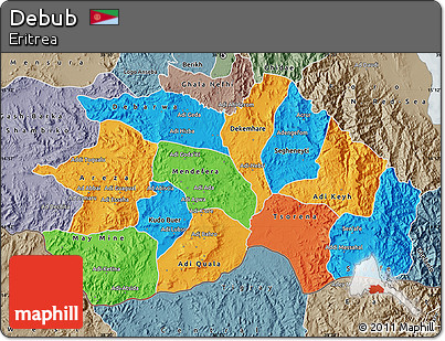 Political Map of Debub, semi-desaturated