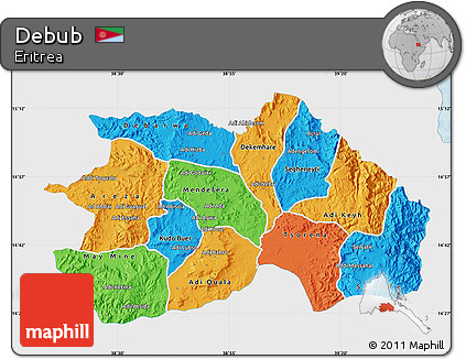 Political Map of Debub, single color outside
