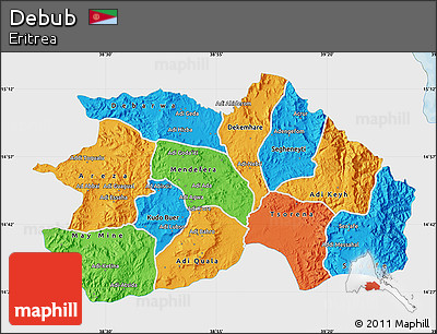 Political Map of Debub, single color outside