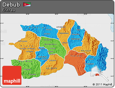 Political Map of Debub, single color outside