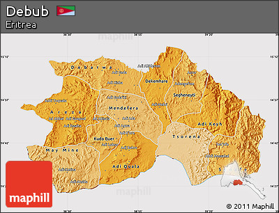 Political Shades Map of Debub, cropped outside