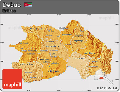 Political Shades Map of Debub, cropped outside