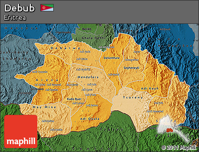 Political Shades Map of Debub, darken