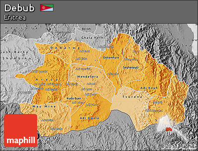 Political Shades Map of Debub, desaturated