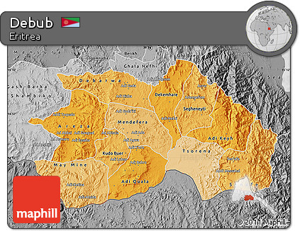 Political Shades Map of Debub, desaturated