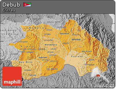 Political Shades Map of Debub, desaturated