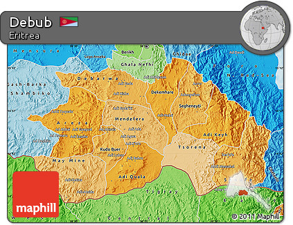 Political Shades Map of Debub