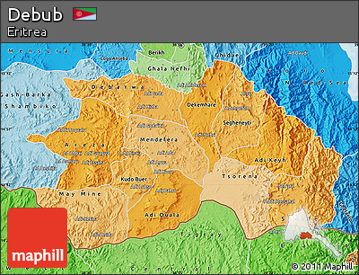 Political Shades Map of Debub