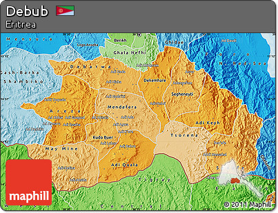Political Shades Map of Debub