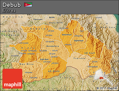 Political Shades Map of Debub, satellite outside